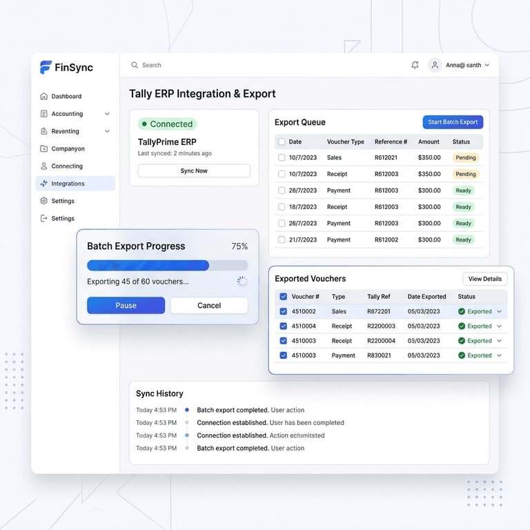 Tally export workspace
